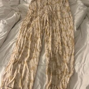 Acacia Silk Floral Beige Women's Pants